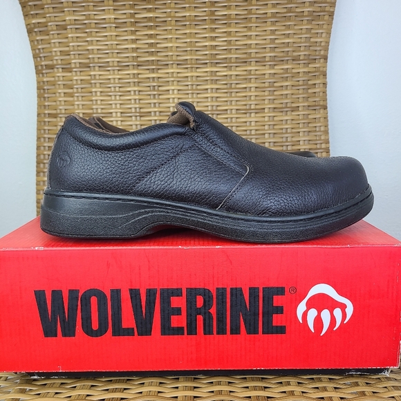 Wolverine Shoes Loafers Slip-On Brown Leather Steel Toe Men's Size 11 - Picture 3 of 12